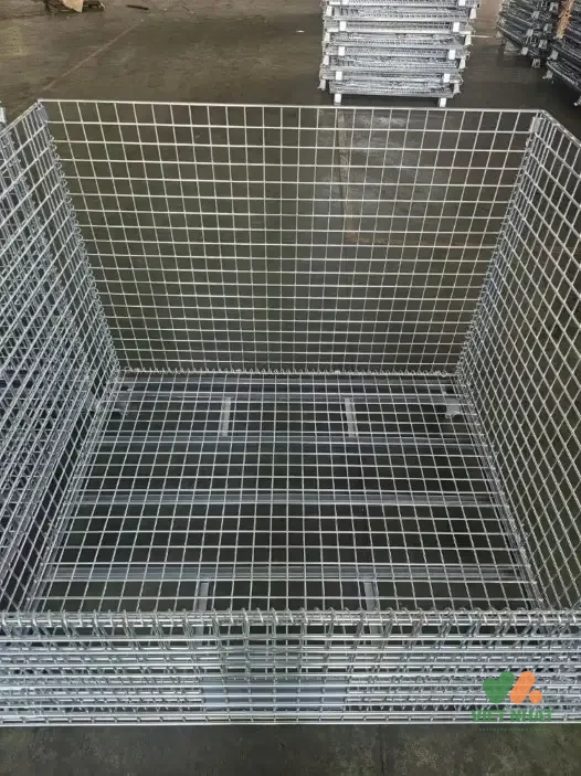 Bản vẽ chi tiết cấu tạo khung thép, chân đế, chốt khóa và quy cách mắt lưới của lồng thép công nghiệp.