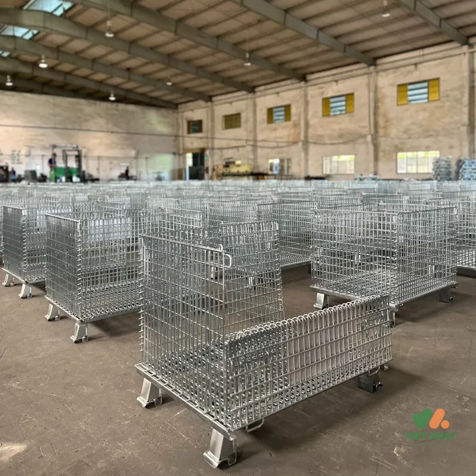 Các loại pallet lồng sắt xếp chồng và gấp gọn