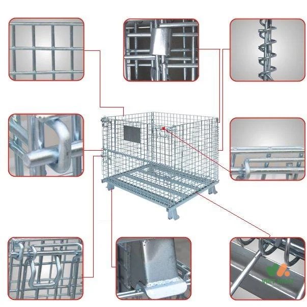 Bản vẽ mô phỏng chi tiết các bộ phận cấu tạo của lồng sắt chứa hàng công nghiệp